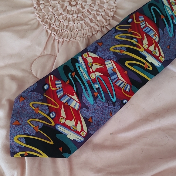 The Beatles Apple Corp Other - Beatles Vintage Drive My Car Abstract Silk Tie 4"